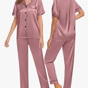 Women's Pink Satin Pajama Set